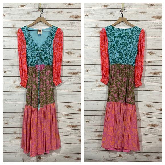 Farm Rio for Anthropologie Cut Out Maxi Dress - Pink Combo - Small - Picture 14 of 14